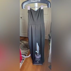 Black straight leg jump suit with pockets